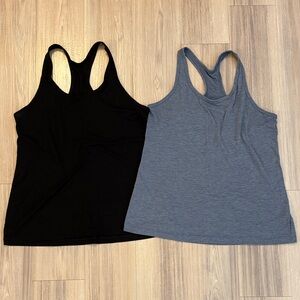 2 Women's Black and Gray Racerback Tank Tops